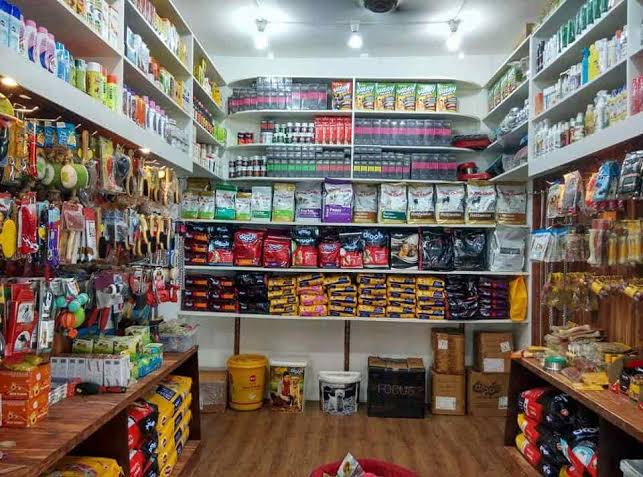 Well-stocked pet medicine and supplies store