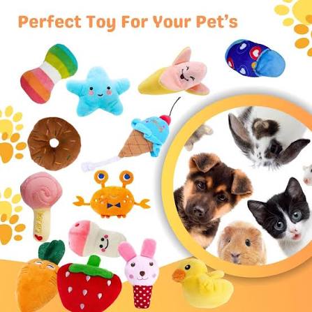 Colorful plush pet toys for dogs and cats