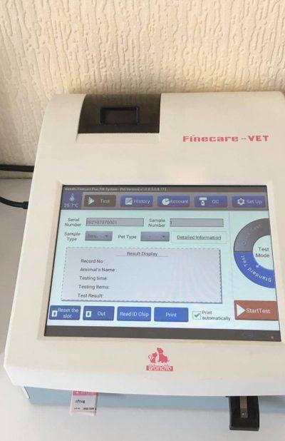 Finecare-VET progesterone testing machine at Dr Asim Pet Care Hospital